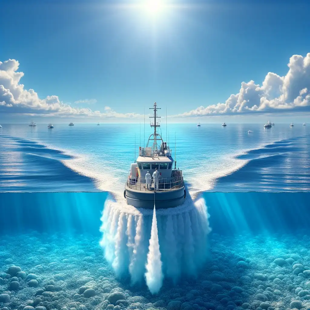 ai generated image of a ship engaged in ocean alkalinity enhancement